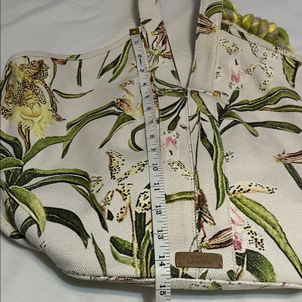 Vince Camuto Cream Canvas Tote with Green Botanical Print - Picture 8 of 9